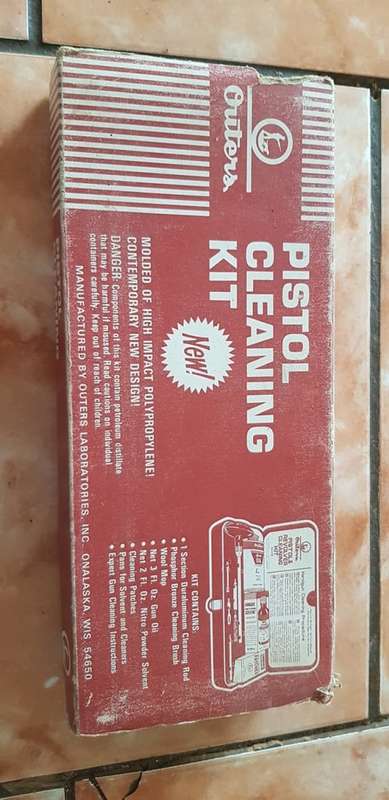 VINTAGE 22 PISTOL CLEANING KIT, CONTAINERS FULL
