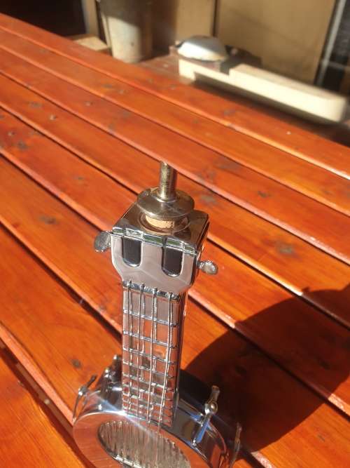 VINTAGE 1950'S METAL BANJO BOTTLE DISPENSER WITH MUSIC BOX AND MEASURE FROM JAPAN