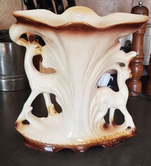 VINTAGE CERAMIC NUMBERED DEER  VASE 280 X 280 MM