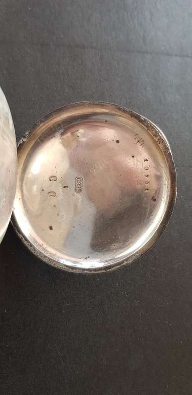 CIRCA 1890 JB YABSLEY SWISS 935 SILVER POCKET WATCH, GOLD HANDS , RUNNING CONDITION.103 GRAM