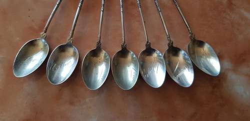 ANTIQUE WW1 IMPORTANT BATTLES OF FRANCE ENGRAVED TEASPOONS