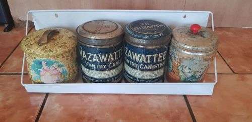 1940`S KITCHEN CANNISTERS ON SHELF