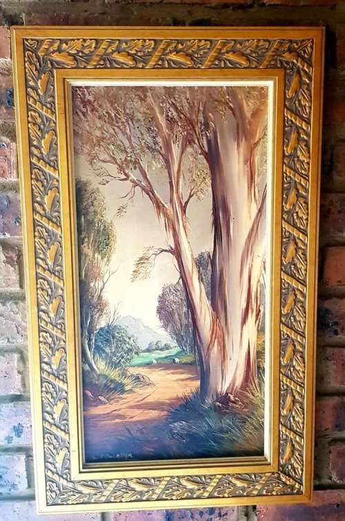 L ALBERTYN LANDSCAPE OIL PAINTING 600 X 300 MM EXCLUDING FRAME