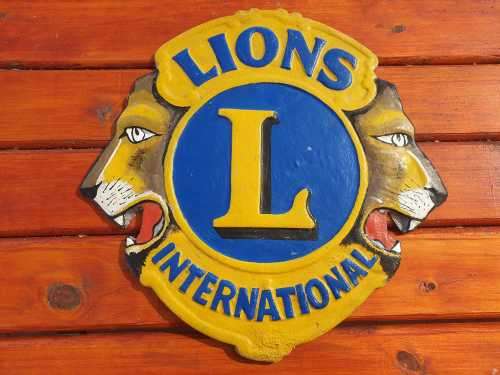 VINTAGE CAST ALLUMIMIUM LIONS INTERNATIONAL SIGN 450 X 450 MM