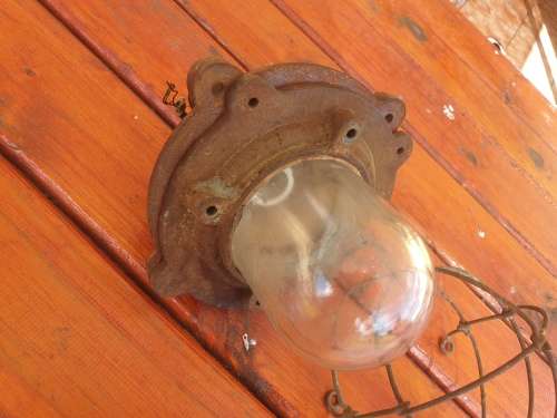VINTAGE CAST IRON BULK HEAD LIGHT