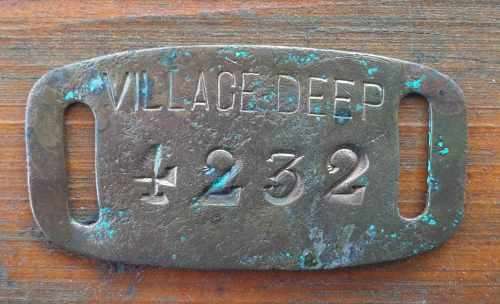 VILLAGE DEEP MINE BRASS TOKEN TAG