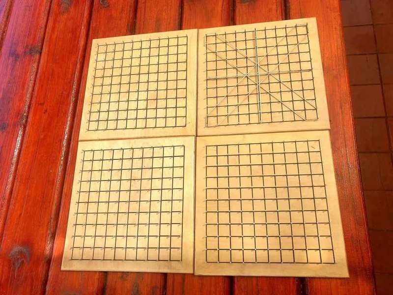 VINTAGE AS NEW PROFESSIONAL NAIL PEG BOARDS 240 X 240 MM USE WITH  STRING OR RUBBER BANDS