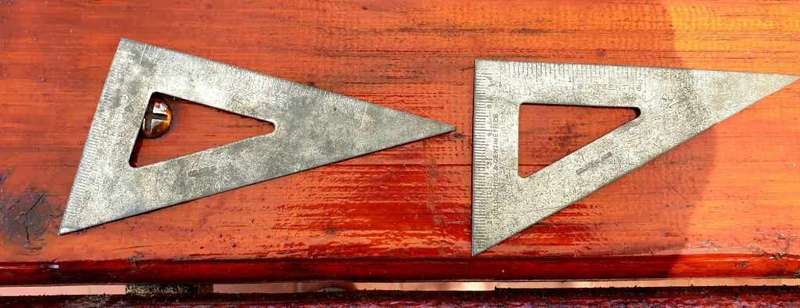 VINTAGE STEEL TRIANGLES INCH/CM MADE IN ENGLAND
