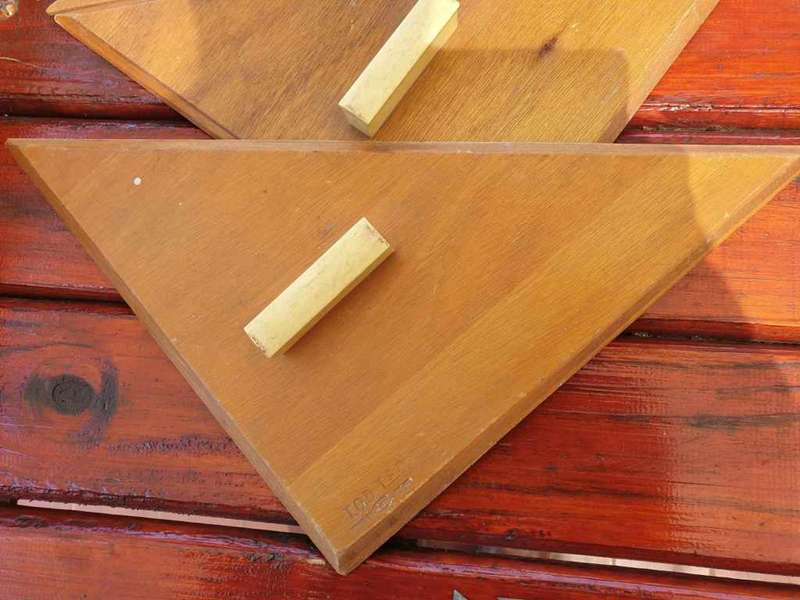 VINTAGE LARGE WOODEN BLACK BOARD TRIANGLES