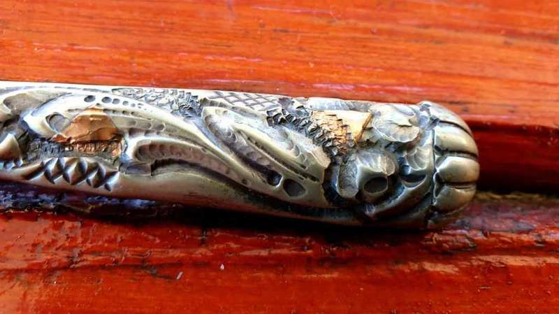 VINTAGE INDUSTRIA JUCA ARGENTINA GAUCHO DAGGER WITH 9 CT GOLD TRIM 195 MM