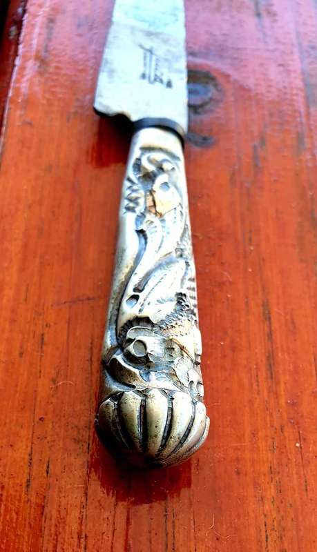 VINTAGE INDUSTRIA JUCA ARGENTINA GAUCHO DAGGER WITH 9 CT GOLD TRIM 195 MM