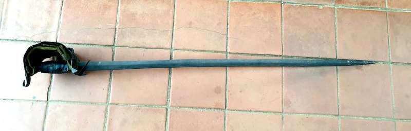 ANTIQUE 18/EARLY 19 TH CENTURY PATENDED BASKET HILT SWORD BATTLE WORN