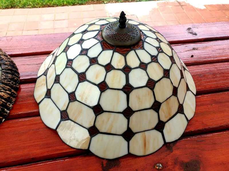 EXCELLENT SET OF VINTAGE LEAD GLASS CEILING LIGHTS