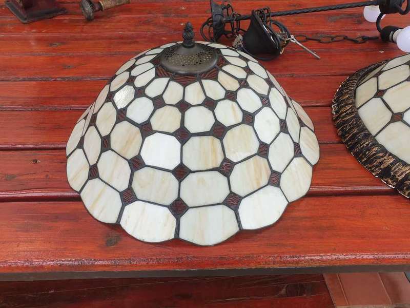 EXCELLENT SET OF VINTAGE LEAD GLASS CEILING LIGHTS