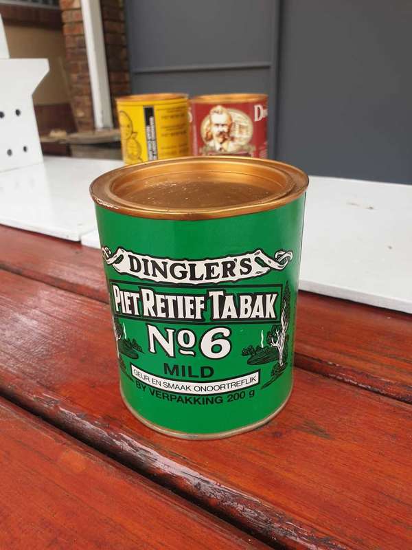 VINTAGE DINGLER`S PIET RETIEF TOBACCO TIN 200 G