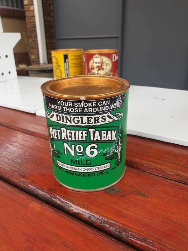 VINTAGE DINGLER`S PIET RETIEF TOBACCO TIN 200 G