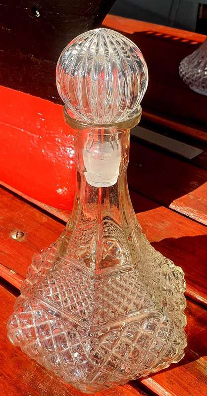 VINTAGE PRESSED GLASS DECANTER 150 X 260 MM HIGH