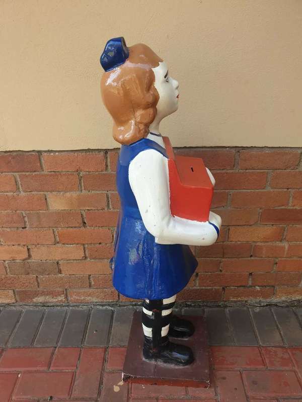 VERY RARE SPASTIC SOCIETY RIBBONS GIRL MONEY DONATION BOX 112 CM TALL
