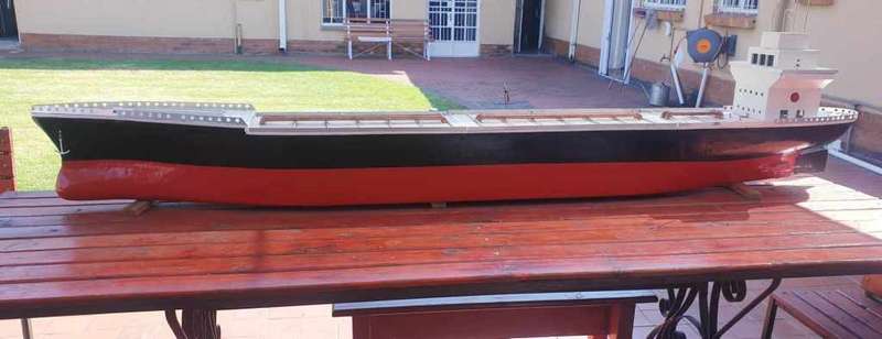 ONE OF A KIND HAND BUILT WOODEN TANKER SHIP 2.8 M APPROX 1:125 SCALE