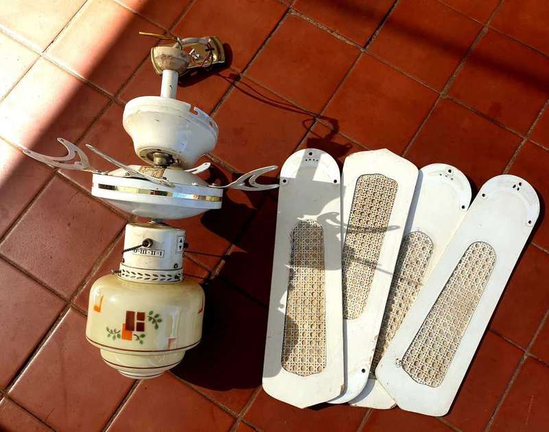 VINTAGE 42 INCH CEILING FAN STRIPPED FOR SHIPPING, BOLTS AND NUTS AVAILABLE