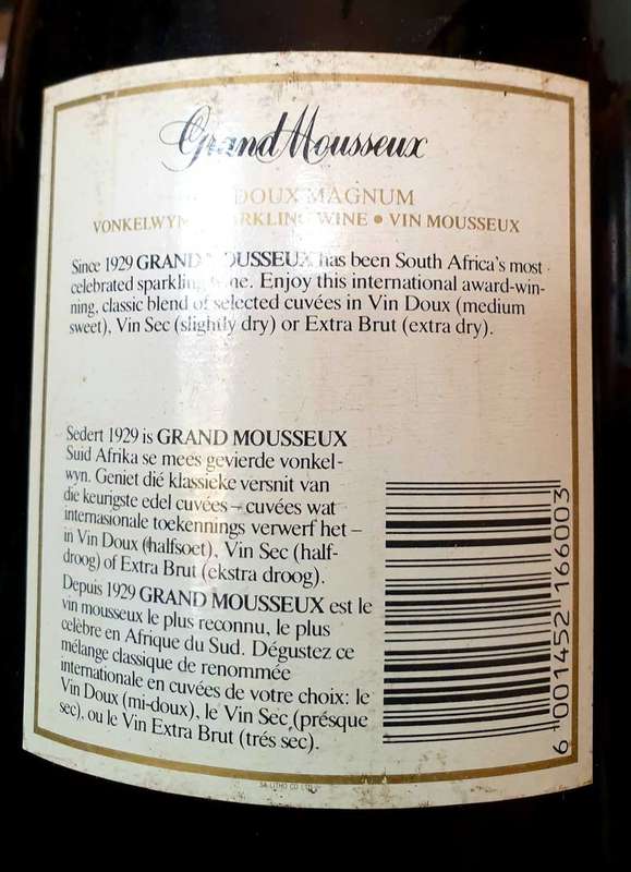 1987 MAGNUM 1'5 L GRAND MOUSSEUX VIN DOUX CHAMPAGNE SEALED