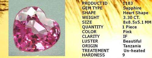 Pink sapphire Heart shape 3.30 ct. Tanzania