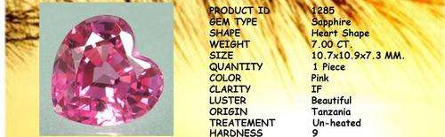 A 7CT PINK SAPPHIRE HEART