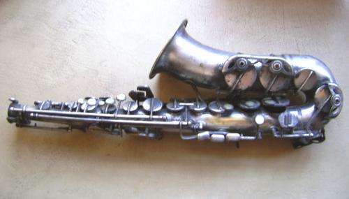 ANTIQUE POWERTONE LA FLEUR SILVER PLATED SOLID BRASS SAXAPHONE