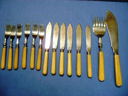 VINTAGE EPNS BONE HANDLE SET