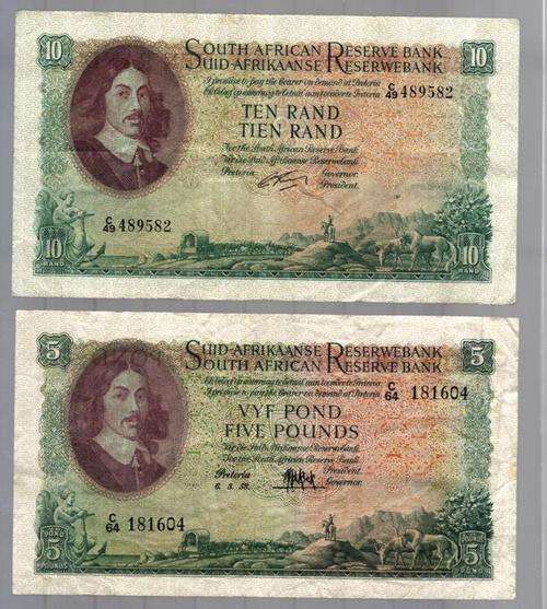 1958 5 POUND AND 1962 RISSIK R10 NOTES
