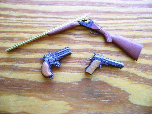 2 MINIATURE CAP GUNS AND REPLICA NON-CAP SHOTGUN