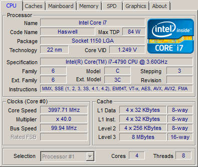 Intel Core i7 4790 4Ghz CPU + HeatSink + Mobo + (1 x 8Gb DDR3 Ram)