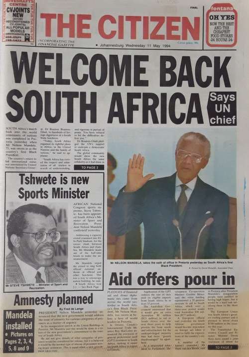 South Africa back in World Sport 1994