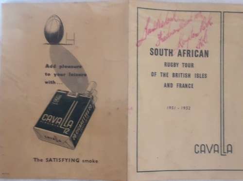 1951/52 Springbok Rugby Tour - 18 Autographs plus Booklet