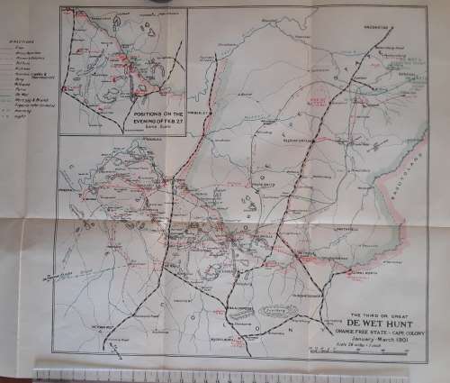 Anglo-Boer War Map: The Third or Great de Wet Hunt OFS Cape Colony 1901
