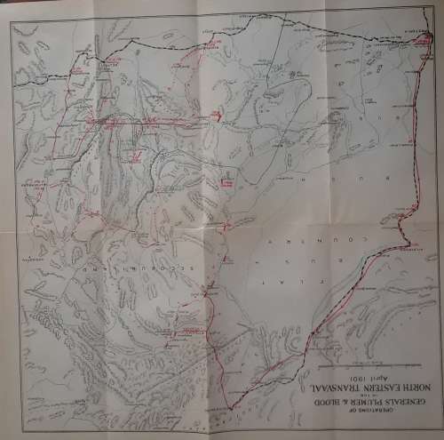 Anglo-Boer War Map: Operations of Generals Plumer & Blood in the North Eastern Transvaal April 1901