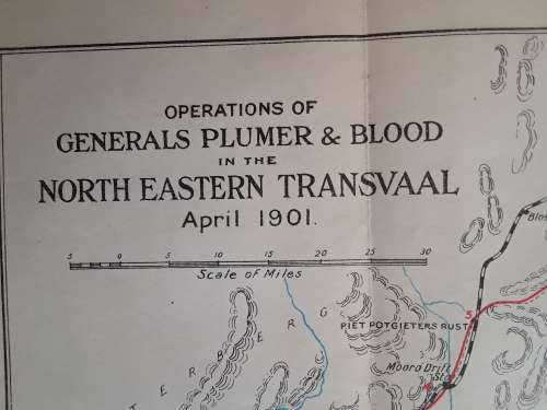 Anglo-Boer War Map: Operations of Generals Plumer & Blood in the North Eastern Transvaal April 1901