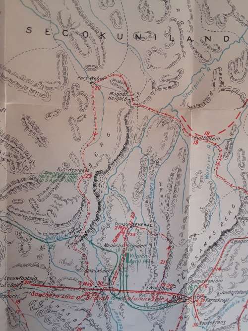 Anglo-Boer War Map: Operations of Generals Plumer & Blood in the North Eastern Transvaal April 1901