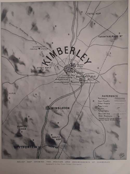 Anglo-Boer War: Relief Map showing the position and environments of Kimberley  1899