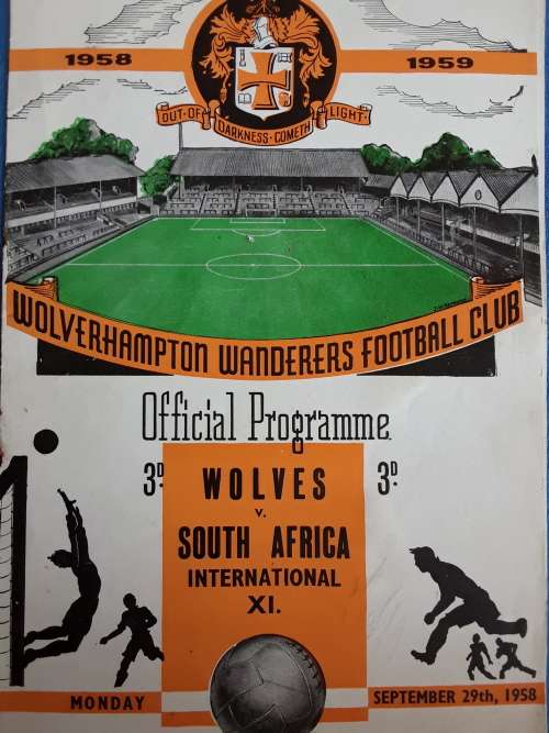 South Africa v Wolves 1959 program Signed