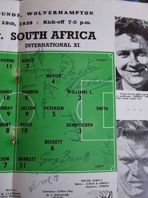 South Africa v Wolves 1959 program Signed