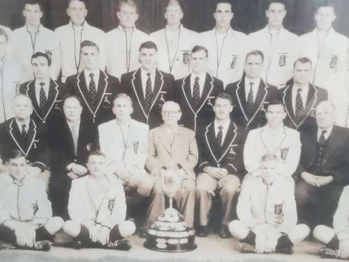 1956 Stellenbosch Rugby Club team photograph with Springboks