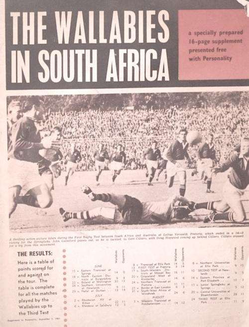 1963 Australian Rugby Tour to South Africa Souvenir