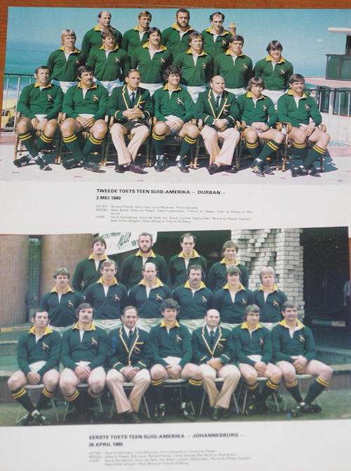 2 Photos of 1980 Springbok rugby teams vs South America