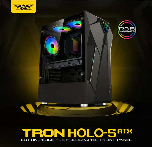 Armaggeddon Tron Holo-5 ATX Gaming Case - Black