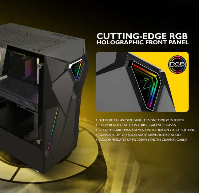 Armaggeddon Tron Holo-5 ATX Gaming Case - Black