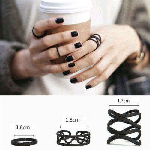 black above and beyond knuckle rings set of three