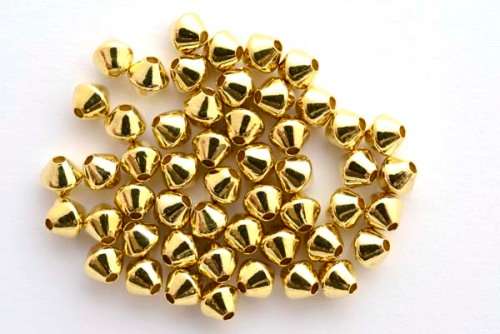 Spacer, bicone, gold tone, 5mm, 50pcs