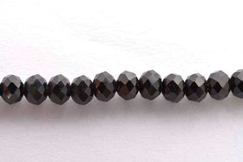 Facetted roundell, black, 4mm, 20pcs