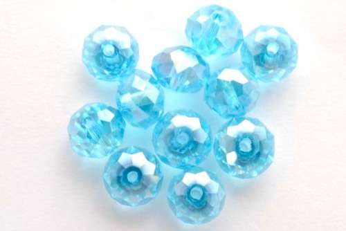 Facetted roundell, aqua AB, 8mm, 10pcs